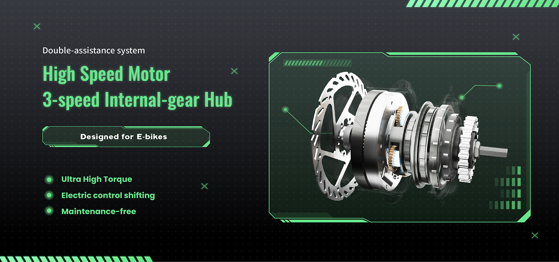 High Speed Motor3-speed Internal-gear Hub